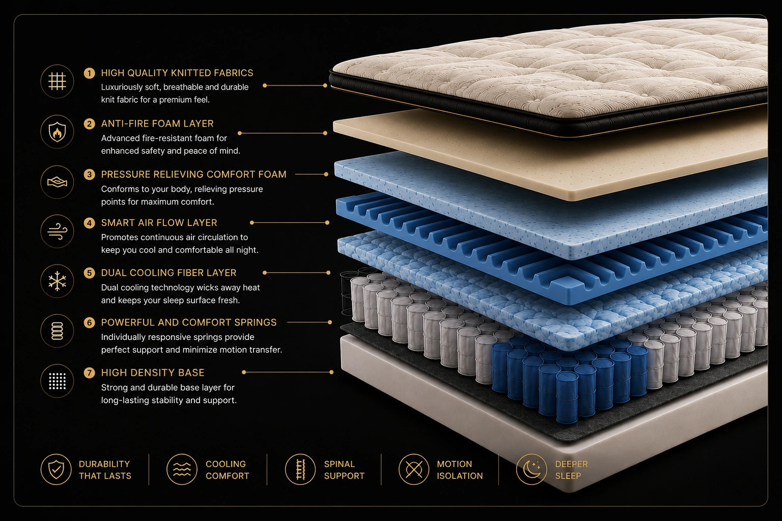 Exploded view of the Annova Mattress construction